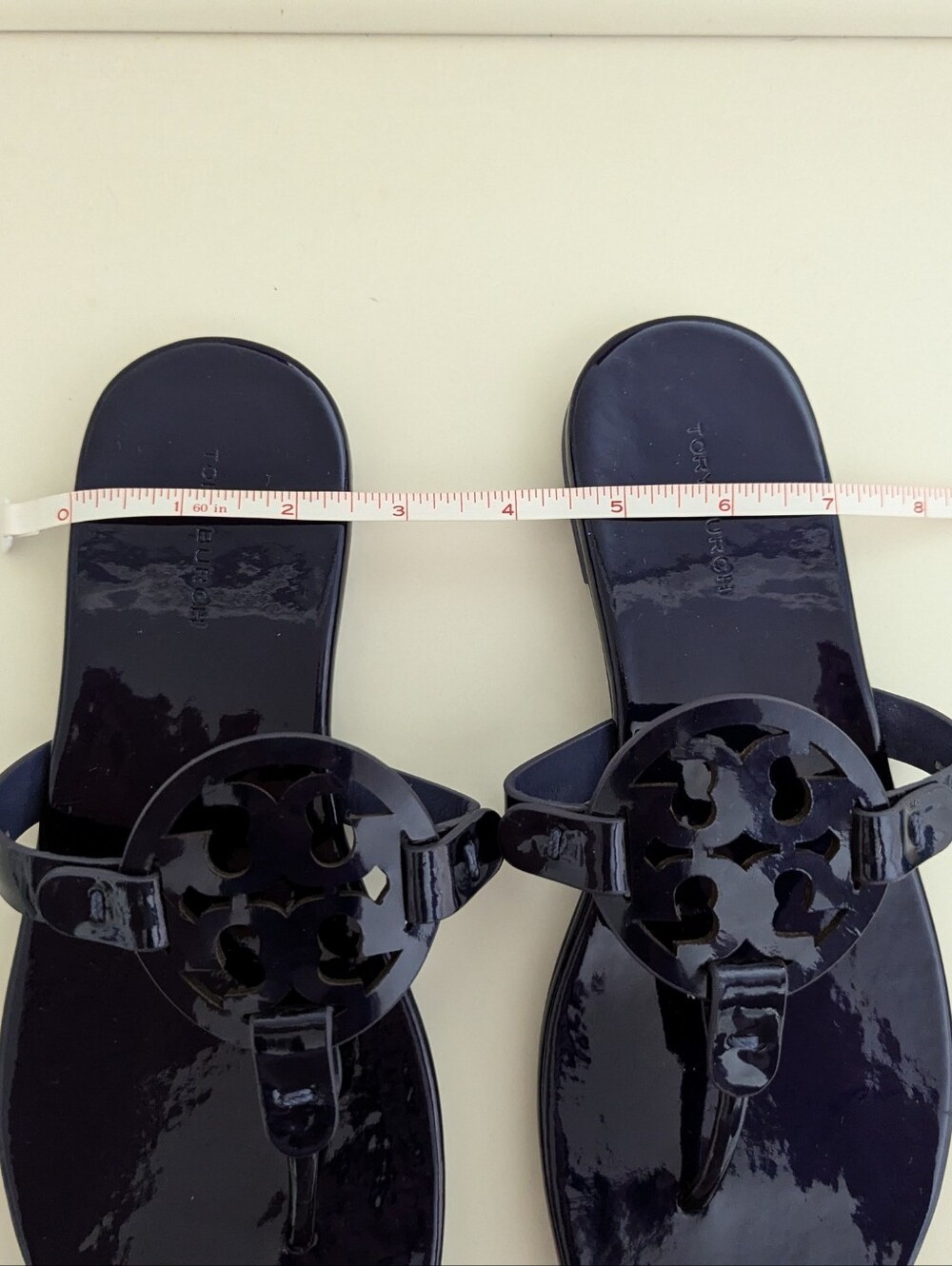 NWOT! Tory Burch Miller Sandal In Dark Blue Patent Leather Size 7.5 - Picture 9 of 15
